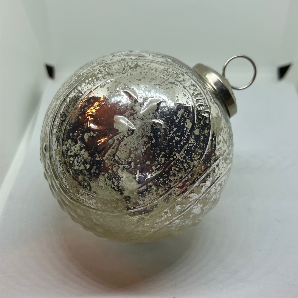Mercury Glass Looking Silver  Ornament